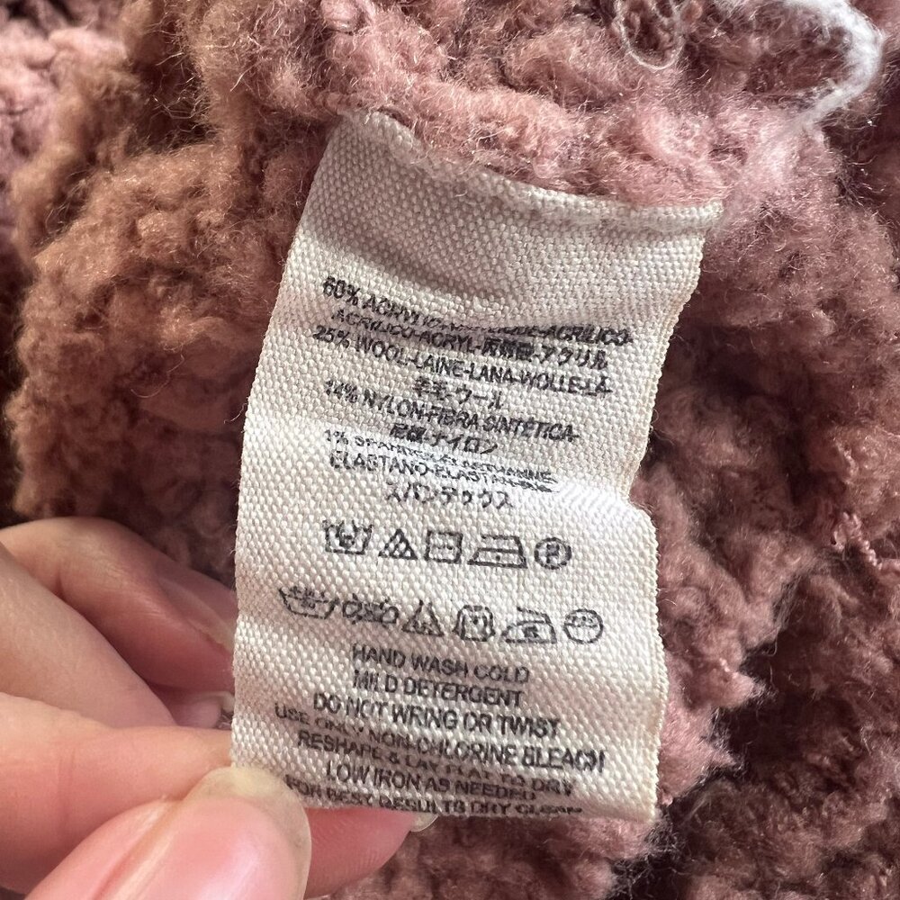 Free People Mauve Chunky Wool Blend Knit Cardigan Boho Soft Girl Cottagecore - Picture 5 of 9